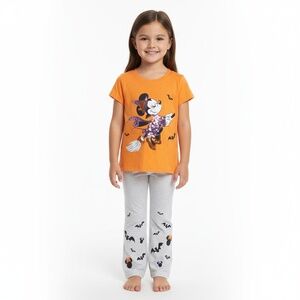 Disney Minnie Mouse Witch Sequin Halloween Outfit Shirt Leggings Girls 6